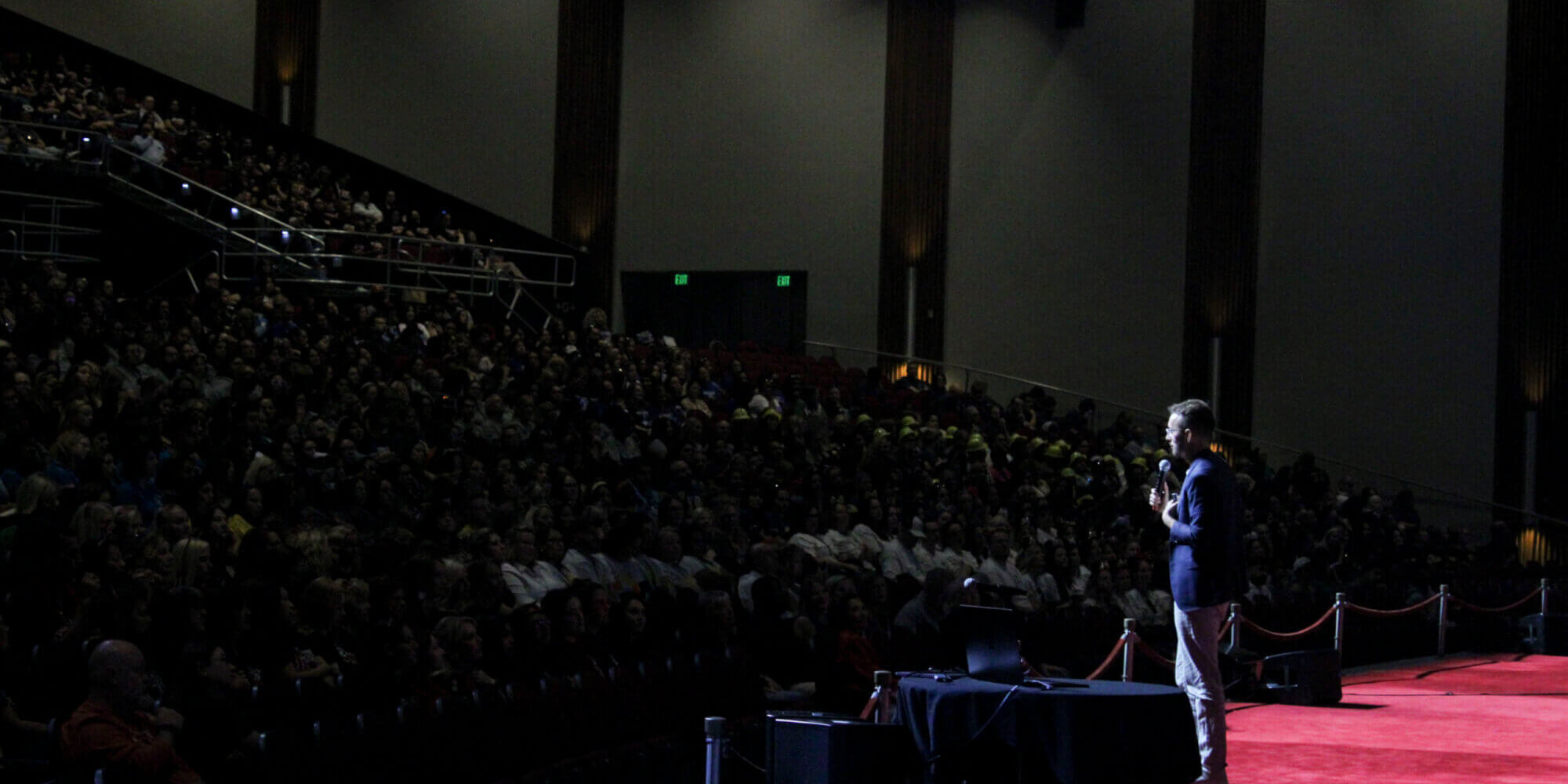 Travis Allen, ProSolve CEO, gives a keynote presentation to a crowd of educators.